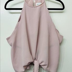 light pink scalloped edge tank top with tie
